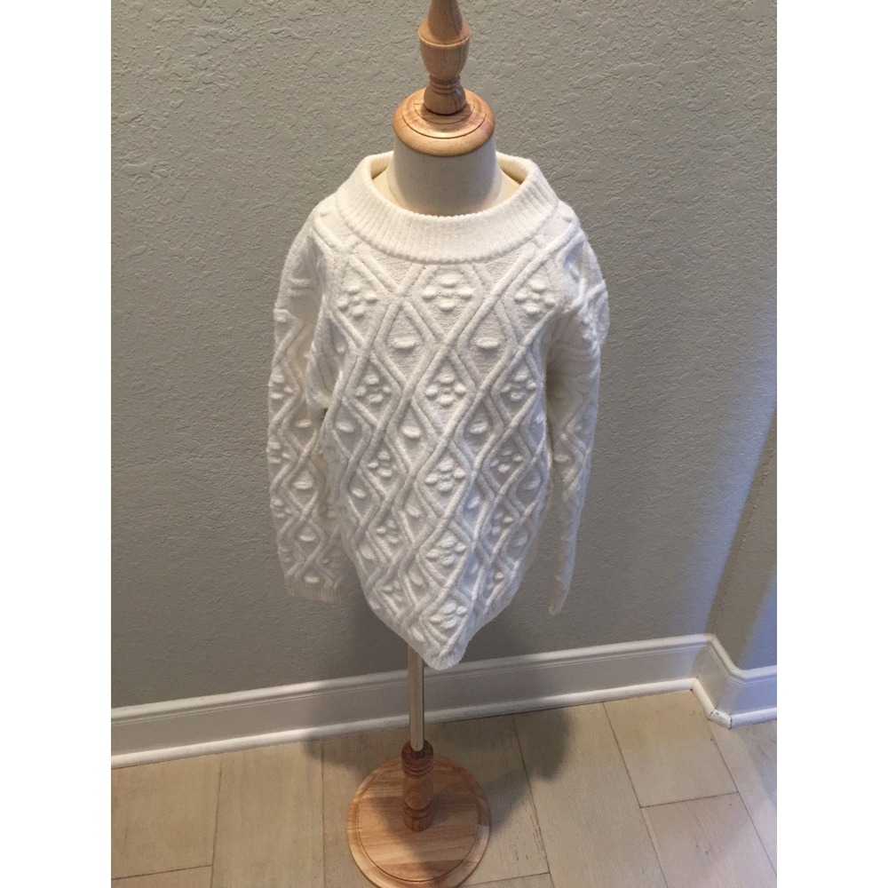 Tucker + Tate Kids Cream White Cable Knit Mock Neck Sweater Size 7